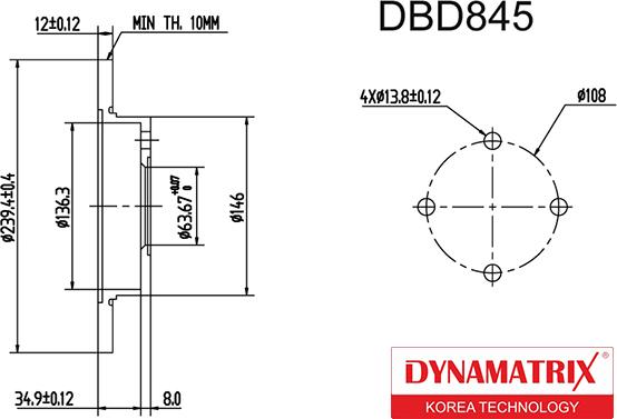 Dynamatrix DBD845 - Disque de frein cwaw.fr