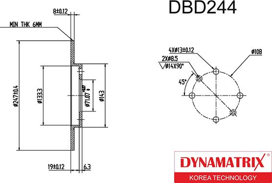 Dynamatrix DBD244 - Disque de frein cwaw.fr