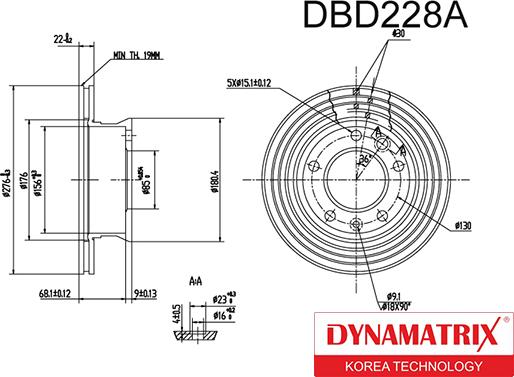 Dynamatrix DBD228A - Disque de frein cwaw.fr