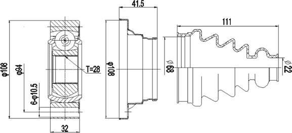 Dynamatrix DCV648002 - Jeu de joints, arbre de transmission cwaw.fr