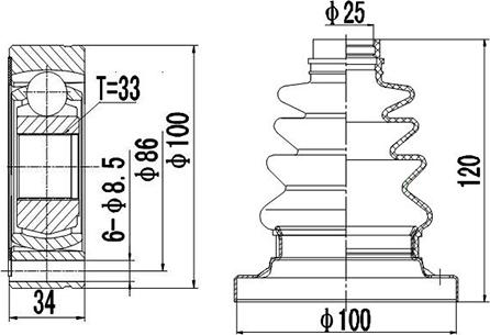 Dynamatrix DCV603006 - Jeu de joints, arbre de transmission cwaw.fr