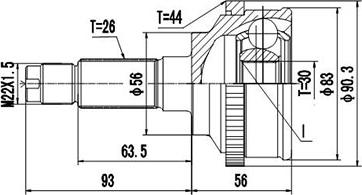 Dynamatrix DCV834058 - Jeu de joints, arbre de transmission cwaw.fr