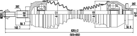 Dynamatrix DDS261084 - Arbre de transmission cwaw.fr