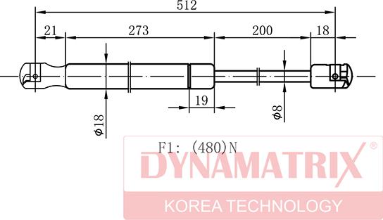 Dynamatrix DGS128579 - Vérin de hayon, de coffre cwaw.fr