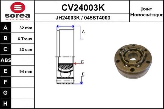 EAI CV24003K - Jeu de joints, arbre de transmission cwaw.fr