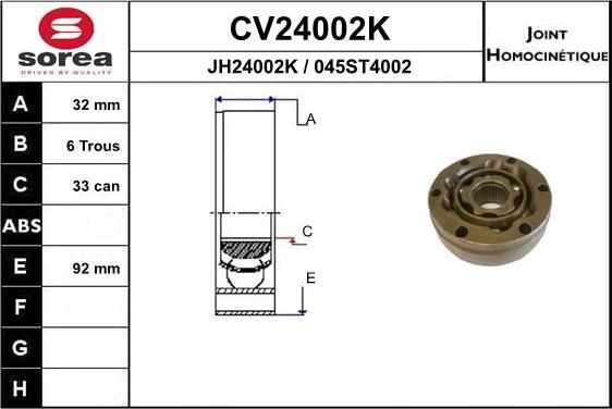 EAI CV24002K - Jeu de joints, arbre de transmission cwaw.fr