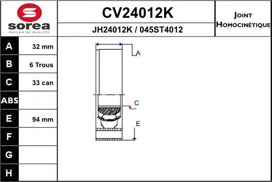 EAI CV24012K - Jeu de joints, arbre de transmission cwaw.fr