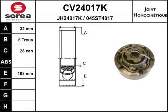 EAI CV24017K - Jeu de joints, arbre de transmission cwaw.fr