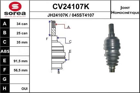 EAI CV24107K - Jeu de joints, arbre de transmission cwaw.fr