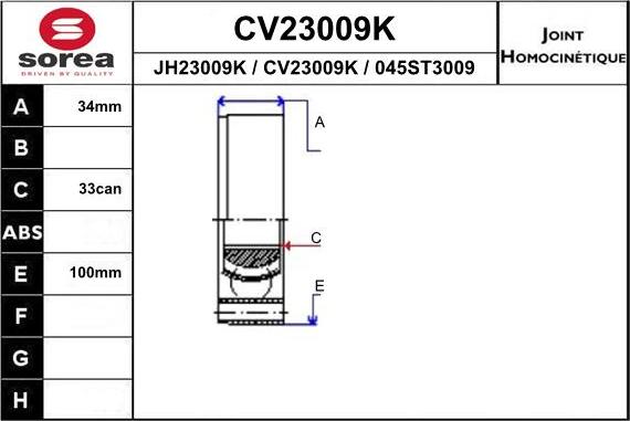 EAI CV23009K - Jeu de joints, arbre de transmission cwaw.fr