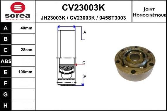 EAI CV23003K - Jeu de joints, arbre de transmission cwaw.fr