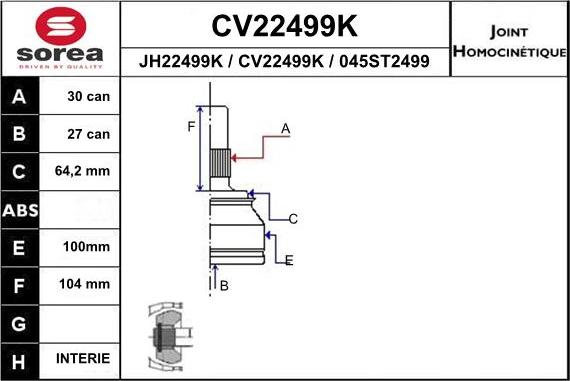 EAI CV22499K - Jeu de joints, arbre de transmission cwaw.fr