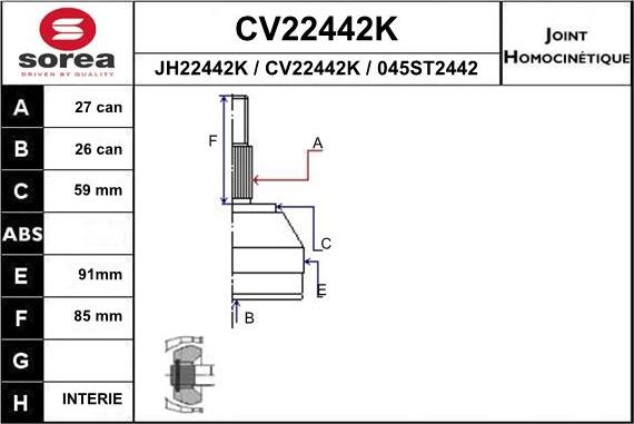 EAI CV22442K - Jeu de joints, arbre de transmission cwaw.fr