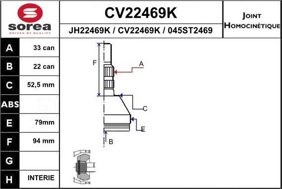 EAI CV22469K - Jeu de joints, arbre de transmission cwaw.fr