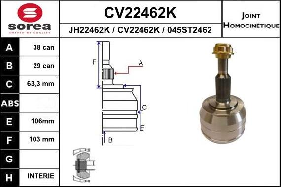 EAI CV22462K - Jeu de joints, arbre de transmission cwaw.fr