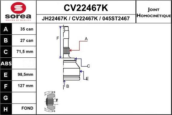 EAI CV22467K - Jeu de joints, arbre de transmission cwaw.fr