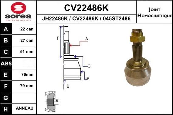 EAI CV22486K - Jeu de joints, arbre de transmission cwaw.fr