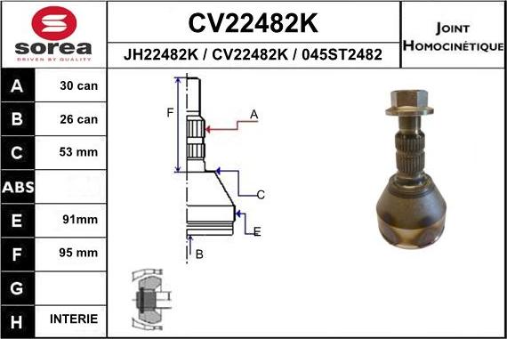 EAI CV22482K - Jeu de joints, arbre de transmission cwaw.fr