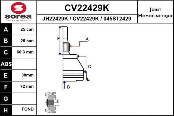 EAI CV22429K - Jeu de joints, arbre de transmission cwaw.fr