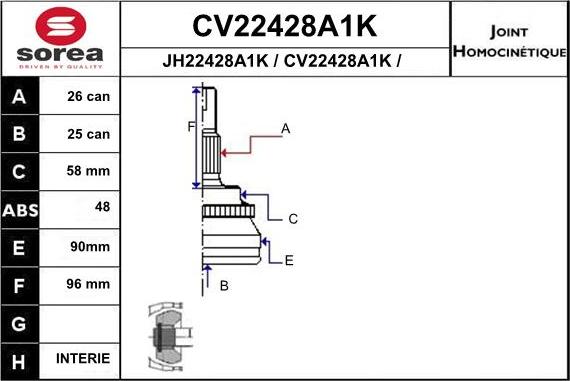 EAI CV22428A1K - Jeu de joints, arbre de transmission cwaw.fr