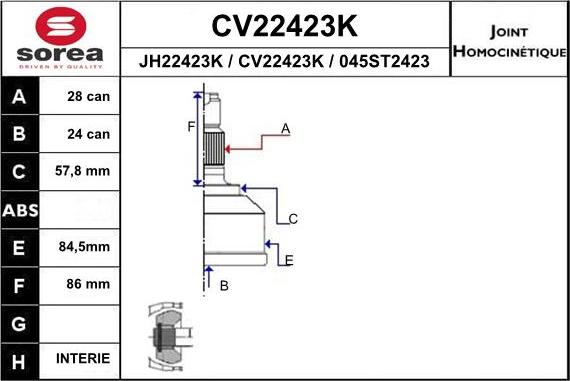 EAI CV22423K - Jeu de joints, arbre de transmission cwaw.fr