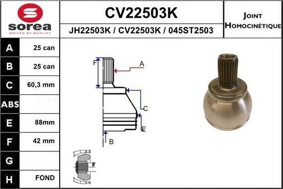 EAI CV22503K - Jeu de joints, arbre de transmission cwaw.fr