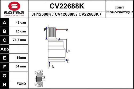 EAI CV22688K - Jeu de joints, arbre de transmission cwaw.fr