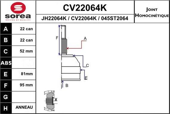 EAI CV22064K - Jeu de joints, arbre de transmission cwaw.fr