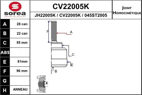 EAI CV22005K - Jeu de joints, arbre de transmission cwaw.fr