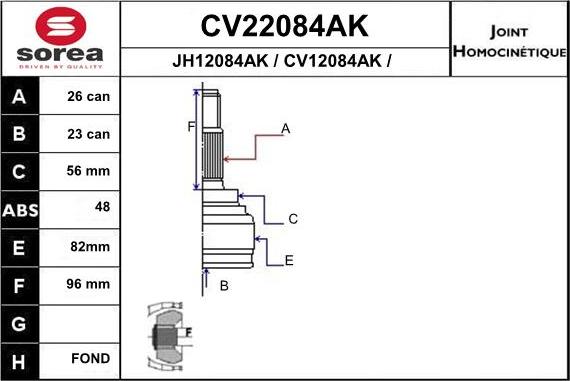 EAI CV22084AK - Jeu de joints, arbre de transmission cwaw.fr