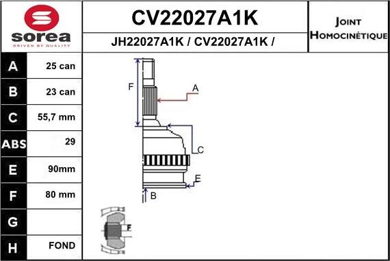 EAI CV22027A1K - Jeu de joints, arbre de transmission cwaw.fr