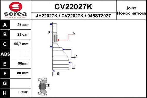 EAI CV22027K - Jeu de joints, arbre de transmission cwaw.fr