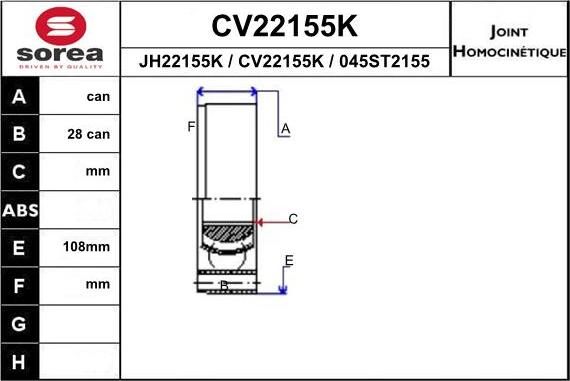 EAI CV22155K - Jeu de joints, arbre de transmission cwaw.fr