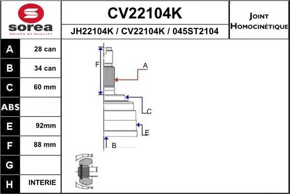 EAI CV22104K - Jeu de joints, arbre de transmission cwaw.fr