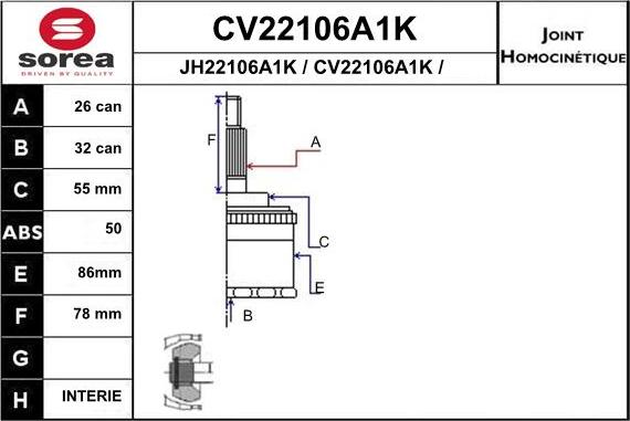 EAI CV22106A1K - Jeu de joints, arbre de transmission cwaw.fr