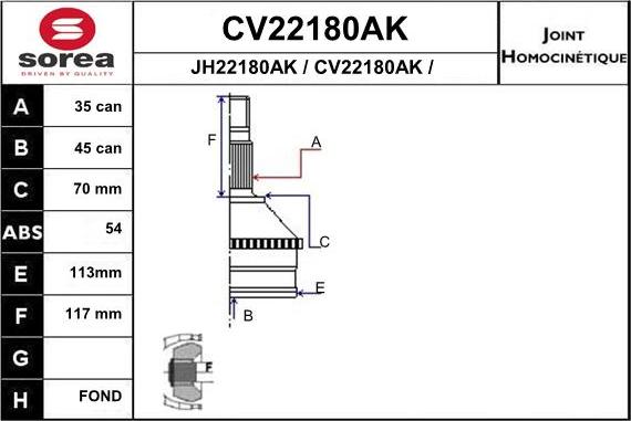 EAI CV22180AK - Jeu de joints, arbre de transmission cwaw.fr