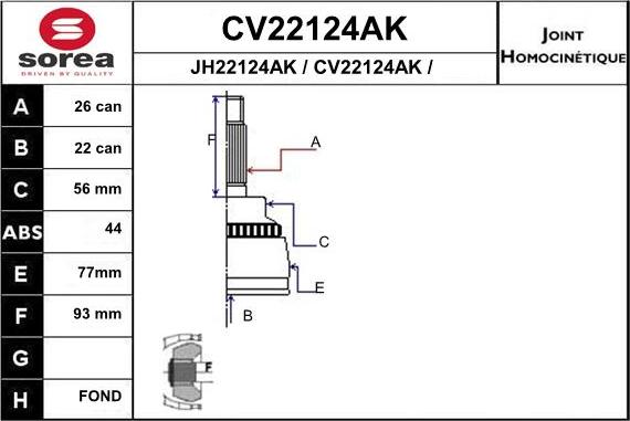 EAI CV22124AK - Jeu de joints, arbre de transmission cwaw.fr