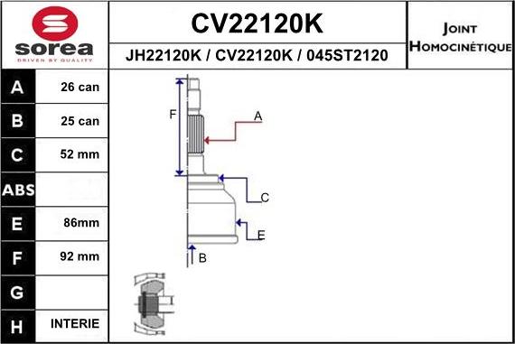 EAI CV22120K - Jeu de joints, arbre de transmission cwaw.fr