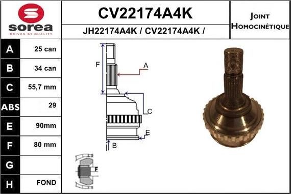 EAI CV22174A4K - Jeu de joints, arbre de transmission cwaw.fr