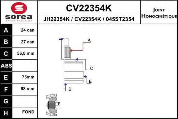 EAI CV22354K - Jeu de joints, arbre de transmission cwaw.fr