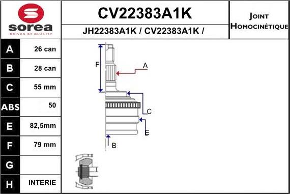 EAI CV22383A1K - Jeu de joints, arbre de transmission cwaw.fr