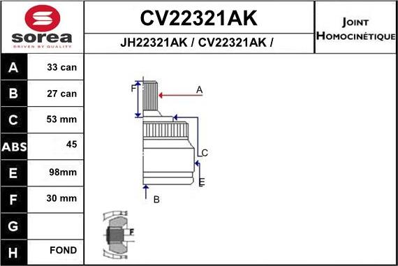 EAI CV22321AK - Jeu de joints, arbre de transmission cwaw.fr