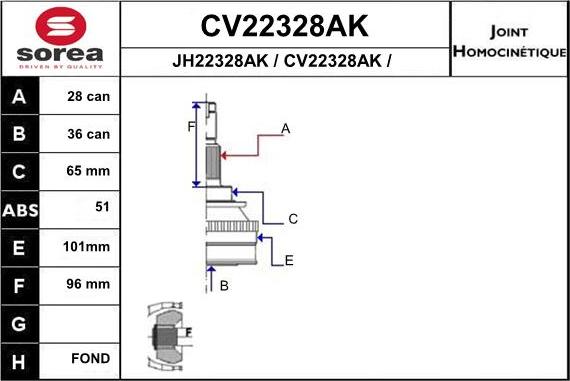 EAI CV22328AK - Jeu de joints, arbre de transmission cwaw.fr