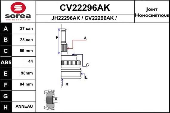 EAI CV22296AK - Jeu de joints, arbre de transmission cwaw.fr