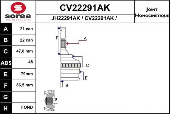 EAI CV22291AK - Jeu de joints, arbre de transmission cwaw.fr