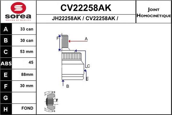 EAI CV22258AK - Jeu de joints, arbre de transmission cwaw.fr