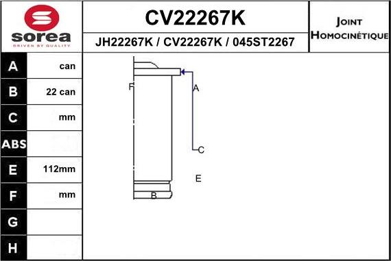 EAI CV22267K - Jeu de joints, arbre de transmission cwaw.fr