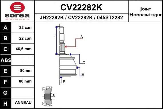 EAI CV22282K - Jeu de joints, arbre de transmission cwaw.fr