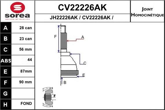 EAI CV22226AK - Jeu de joints, arbre de transmission cwaw.fr