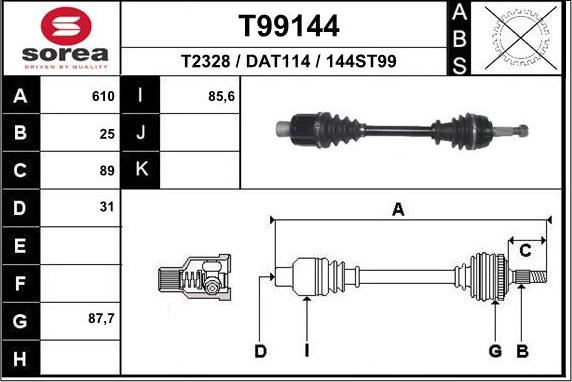 EAI T99144 - Arbre de transmission cwaw.fr